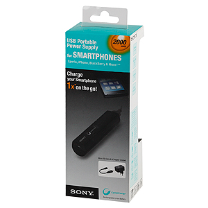 [CP-ELSAB] Sony USB CHARGER Li-ion version 2000 mAh + AC Adaptor, Black (10)