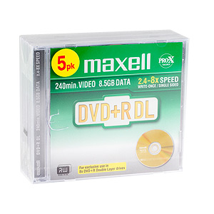 Maxell DVD + R 8.5 Gb, 8x, Jewel (5) Double Layer (5/50/2400)