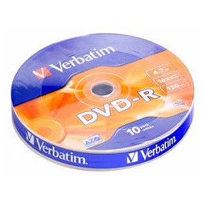 43729 Verbatim DVD-R 4.7Gb, 16x Shrink (10) (10/300/21600)