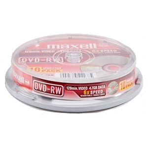 Maxell DVD - RW 4.7 Gb, 6x, Cake (10) (10/200/9600)