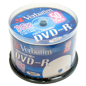 43649 Verbatim DVD-R 4.7Gb, 16x Cake (50) Printable (50/200/20000)