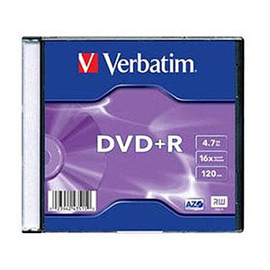 43515 Verbatim DVD+R 4.7Gb, 16x Slim (20) (20/100/6000)