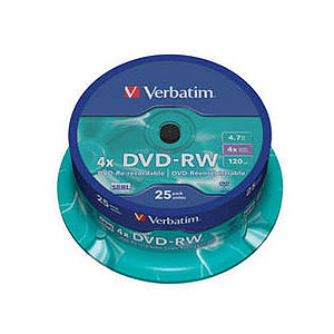 43639 Verbatim DVD-RW 4.7Gb, 4x Cake (25) (25/200/16000)