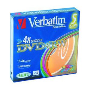 43297 Verbatim DVD+RW 4.7Gb, 4 Slim (5) Color (5/100/6000)