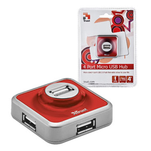 16129 - Trust 4 Port Micro Hub - Red USB 2.0 (40/960)