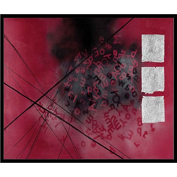 Innova 100x120cm Red abstract with silver foil FP0878