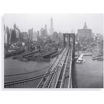 Innova FP02912 Glass art 60x80cm NYC Retro, Brooklyn Bridge  