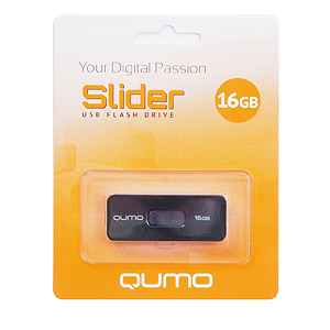 - QUMO 16 Gb Slider-01 Black USB 2.0