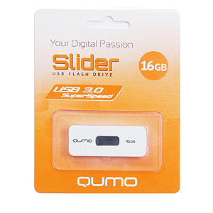 - QUMO 16 Gb Slider-01 White-Black USB 3.0