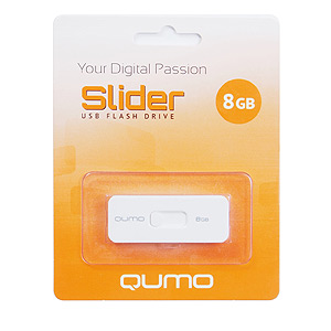 - QUMO 08 Gb Slider-01 White USB 2.0