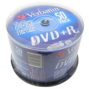 43550 Verbatim DVD+R 4.7Gb, 16x Cake (50) (50/200/16000)