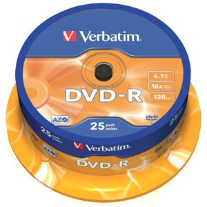 43522 Verbatim DVD-R 4.7Gb, 16x Cake (25) (25/200/16000)