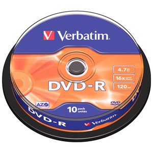 43523 Verbatim DVD-R 4.7Gb, 16x Cake (10) (10/200/10000)