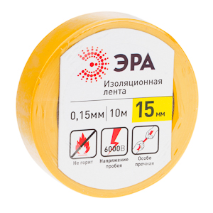 43904/43898 ЭРА ПВХ-изолента 15мм*10м желтая (10/500/12000)