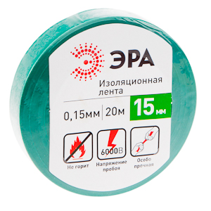 43782/43775 ЭРА ПВХ-изолента 15мм*20м зеленая (10/200/7200)