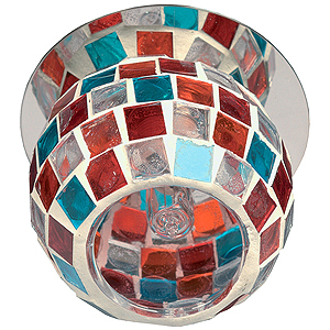 DK34 CH/R/BL Светильник ЭРА декор витраж G4,20W,12V, хром/прозрачный/красный/голубой (50)