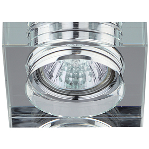 DK28 CH/WH Светильник ЭРА декор квадрат толстое стекло MR16,12V, 50W, хром/прозрачный (50)