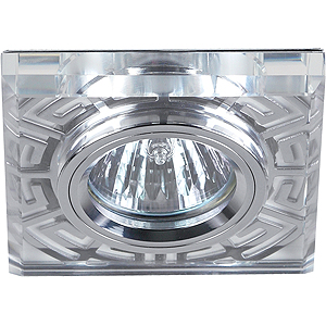 DK27 CH/WH Светильник ЭРА декор стекло квадрат MR16,12V, 50W, хром/прозрачный (50)