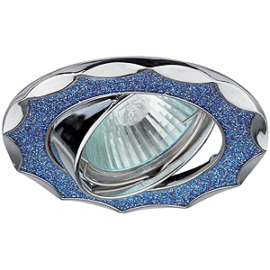 DK17 CH/SHBL2 Светильник ЭРА декор круглый со стеклянной крошкой MR16,12V, 50W, хром/голубой блес
