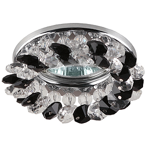 DK16 CH/WH/BK Светильник ЭРА декор круглый с мелкими хрусталиками MR16,12V, 50W, хром/прозрачный/