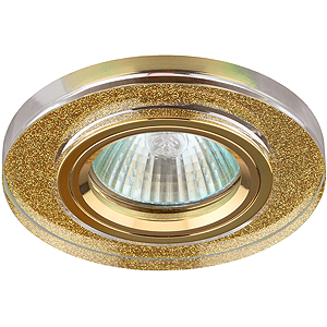 DK7 GD/SHGD Светильник ЭРА декор стекло круглое MR16,12V, 50W, GU5,3 серебряный блеск золото (50)
