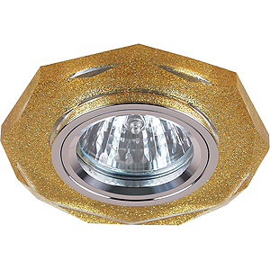 DK5 SHGD Светильник ЭРА декор стекло многогранник MR16,12V, 50W, GU5,3 серебряный блеск золото (50)