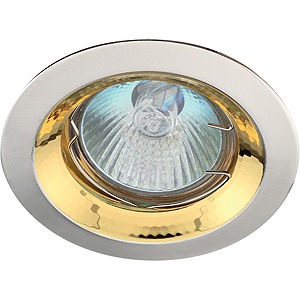 KL29 А SS/G Светильник ЭРА литой пов. тарелка MR16,12V, 50W сатин серебро/золото (100/1400)