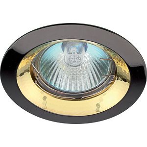 KL29 А GU/G Светильник ЭРА литой пов. тарелка MR16,12V, 50W черный металл/золото (100/1400)