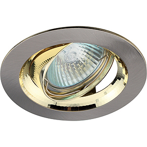 KL29 А SN/G Светильник ЭРА литой пов. тарелка MR16,12V, 50W сатин никель/золото (100/1400)