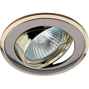 KL22 А GU/G Светильник ЭРА литой пов. двойной контур MR16,12V, 50W черный металл/золото (100/1400