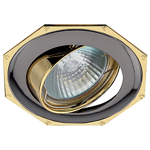 KL20 А GU/G Светильник ЭРА литой пов. многогранник MR16,12V, 50W черный металл/золото (100/1400)