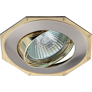 KL20 А SN/G Светильник ЭРА литой пов. многогранник MR16,12V, 50W сатин никель/золото (100/1400)