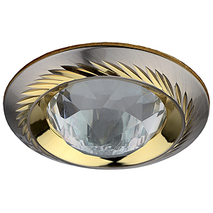 KL10 SN/G Светильник ЭРА литой гравировка по контуру + хрусталь MR16,12V, 50W сатин никель/золото