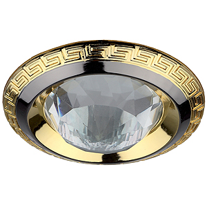 KL9 GU/G Светильник ЭРА литой антик + хрусталь MR16,12V, 50W черный металл/золото (100/1400)