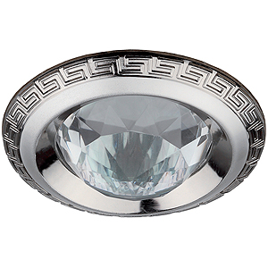 KL9 PS/N Светильник ЭРА литой антик + хрусталь MR16,12V, 50W перламутровое серебро/никель (100/14