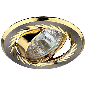 KL6A SN/G Светильник ЭРА литой пов. с гравировкой по кругу MR16,12V, 50W сатин никель/золото (100/14