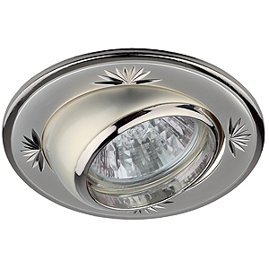 KL5AT PS/N Светильник ЭРА литой круг. пов. с гравировкой MR16,12V, 50W перламутровое серебро/никель