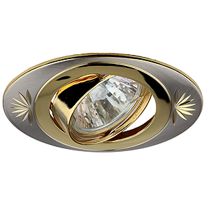 KL4A SN/G Светильник ЭРА литой овал пов. с гравировкой MR16,12V, 50W сатин никель/золото (100/1400)