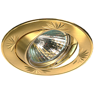 KL3A SG/G Светильник ЭРА литой круг.пов. с гравировкой MR16,12V, 50W сатин золото/золото (100/1400)