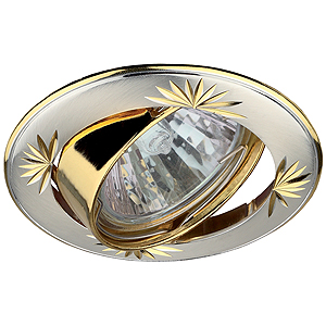 KL3A SS/G Светильник ЭРА литой круг. пов. с гравировкой MR16,12V, 50W сатин серебро/золото (100/1400