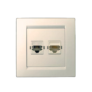 1590590-031 Simon Комп./тлфн. розетка RJ-11/RJ-45. Сл.кость (20)