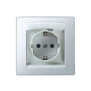 1590450-030 Simon Розетка с земл, с шт, с кр. IP-44, Бел (18/180)