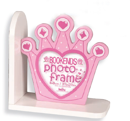PI02301 Bookend w photo 8x8cm/3.5x3.5 Prince and Princess  