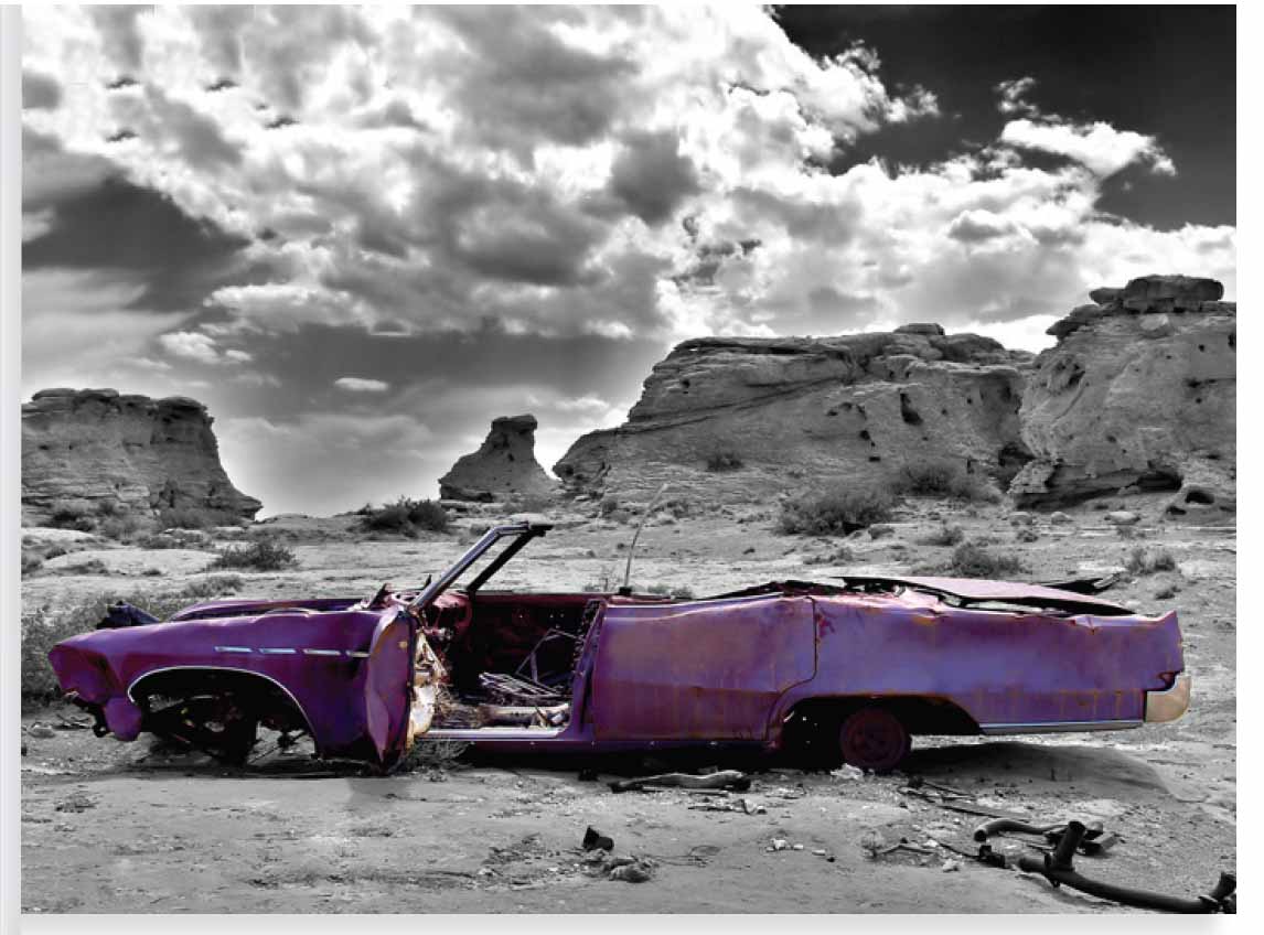 FP02571 Deserted Car I Glass Art 60x80cm  