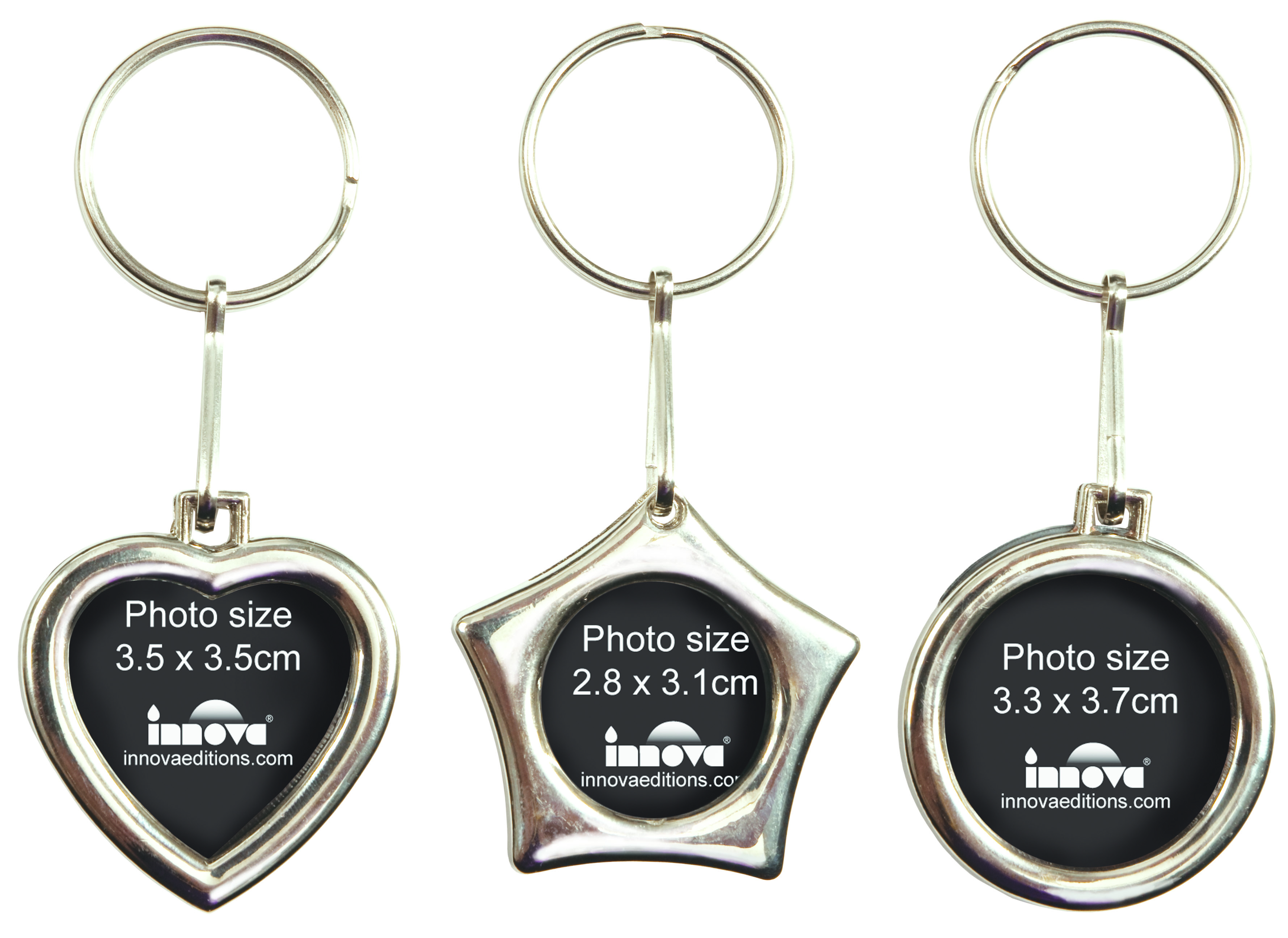 Y02330 Metal key chain asrtd designs w mini photo  