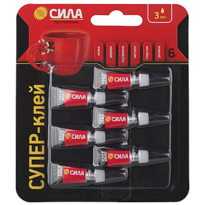 СИЛА Супер-клей СВЕРХПРОЧНЫЙ 1 гр.х 6 шт. BL-6 (12/288/2304)