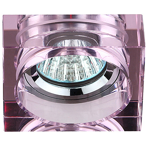 DK37 CH/PK Светильник ЭРА декор квадрат малый «толст.стекло» MR16,12V, 50W, хром/розовый (30)