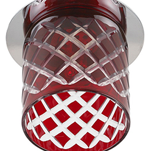 DK54 CH/R Светильник ЭРА декор cтекл.стакан «ромб» G9,220V, 40W, хром/красный (3/30)