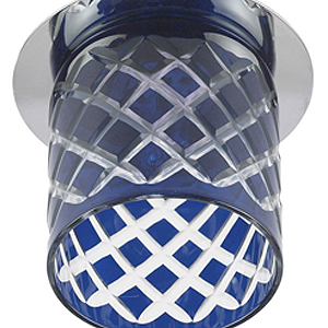 DK54 CH/BL Светильник ЭРА декор cтекл.стакан «ромб» G9,220V, 40W, хром/синий (3/30)