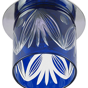 DK53 CH/BL Светильник ЭРА декор cтекл.стакан «листья» G9,220V, 40W, хром/синий (3/30)